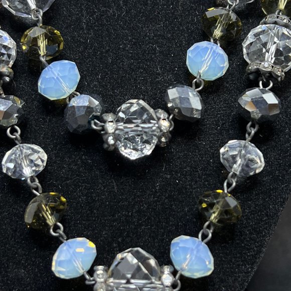 Vintage Crown Trifari Double Strand Faceted Glass Necklace (4256-1,2) - Picture 3 of 5